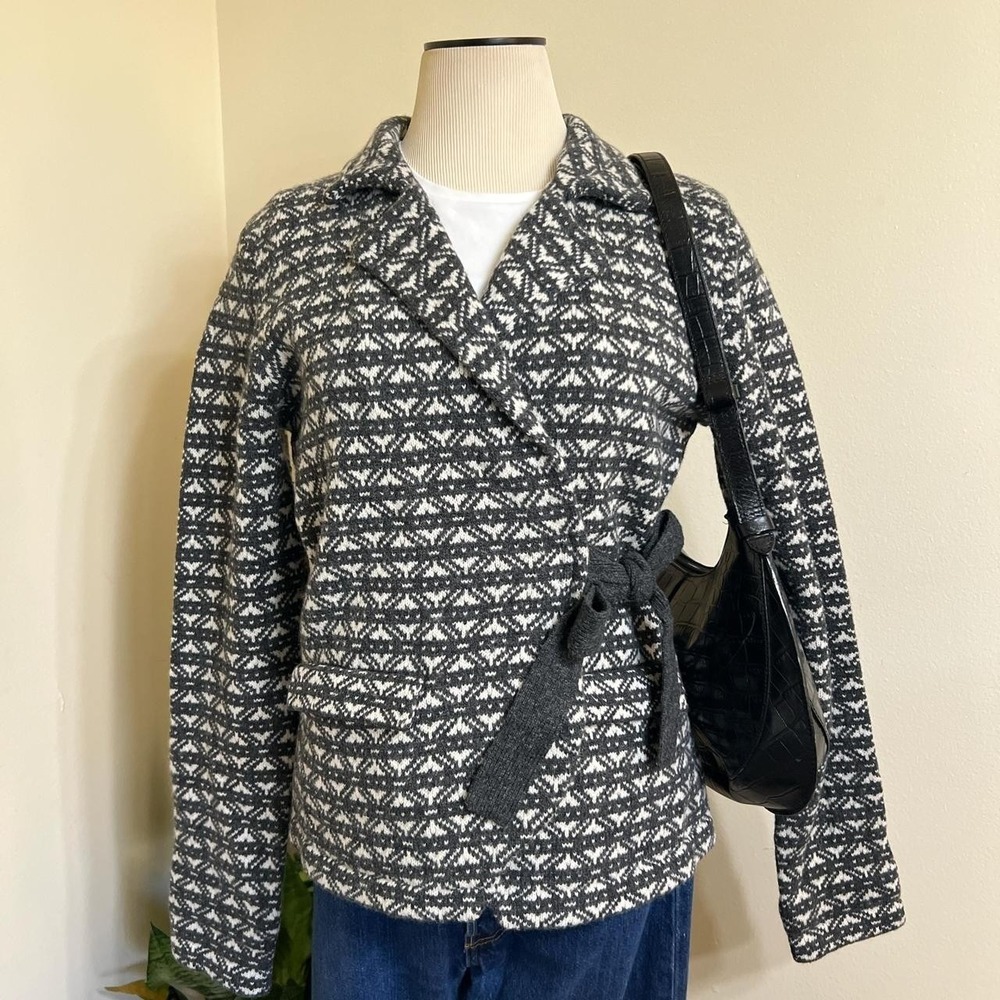 Garnet Hill 100% Lambswool Tie Wrap Top Size Small